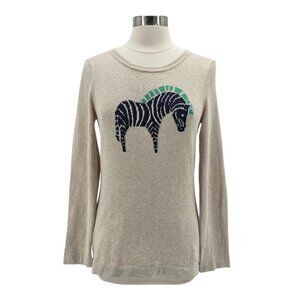 NEW G.H. Bass & Co Womens Medium Sweater Zebra Sand Heather Lightweight Knit